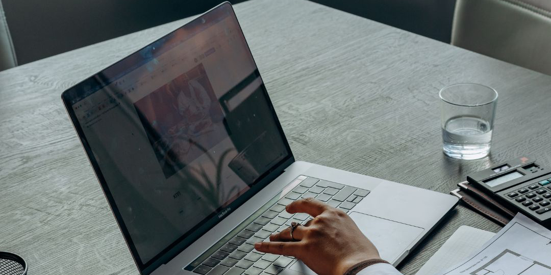 Woman working on laptop